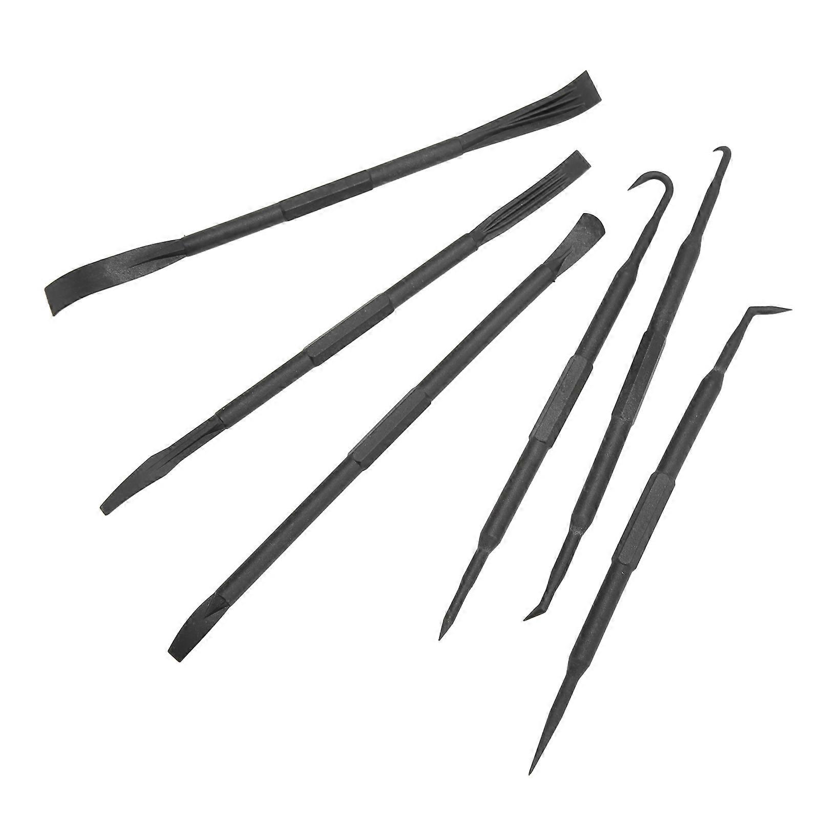 6PCS/Set Prying Bar Hook Set Double Ended ABS Plastic Black for Removing O Ring Sealing Accessories