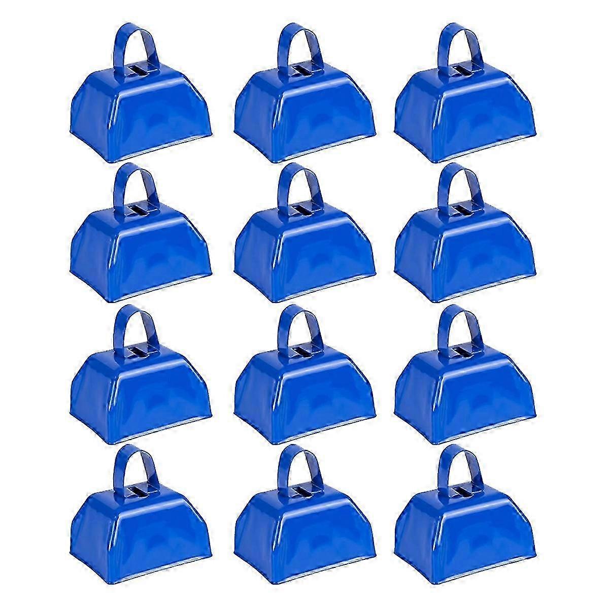 Cow Bells Noise Makers Cheering Bell: 12 Pcs Metal Cowbells with Handle for Sporting Events - Small