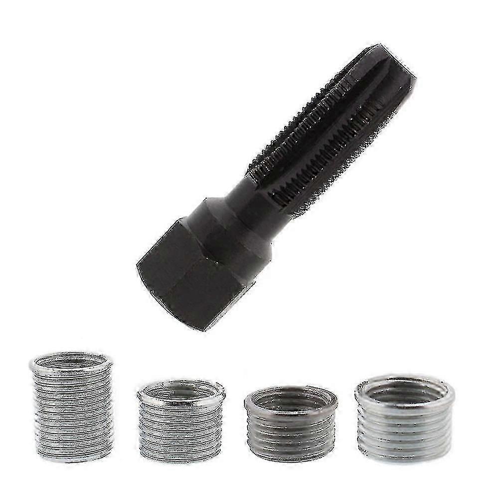 5pcs Tap Re-threading Spark Plug Inserts Spark Plug Thread Repair Tool Carbon Steel Re-threading Repair Tap Kit Insert Kit