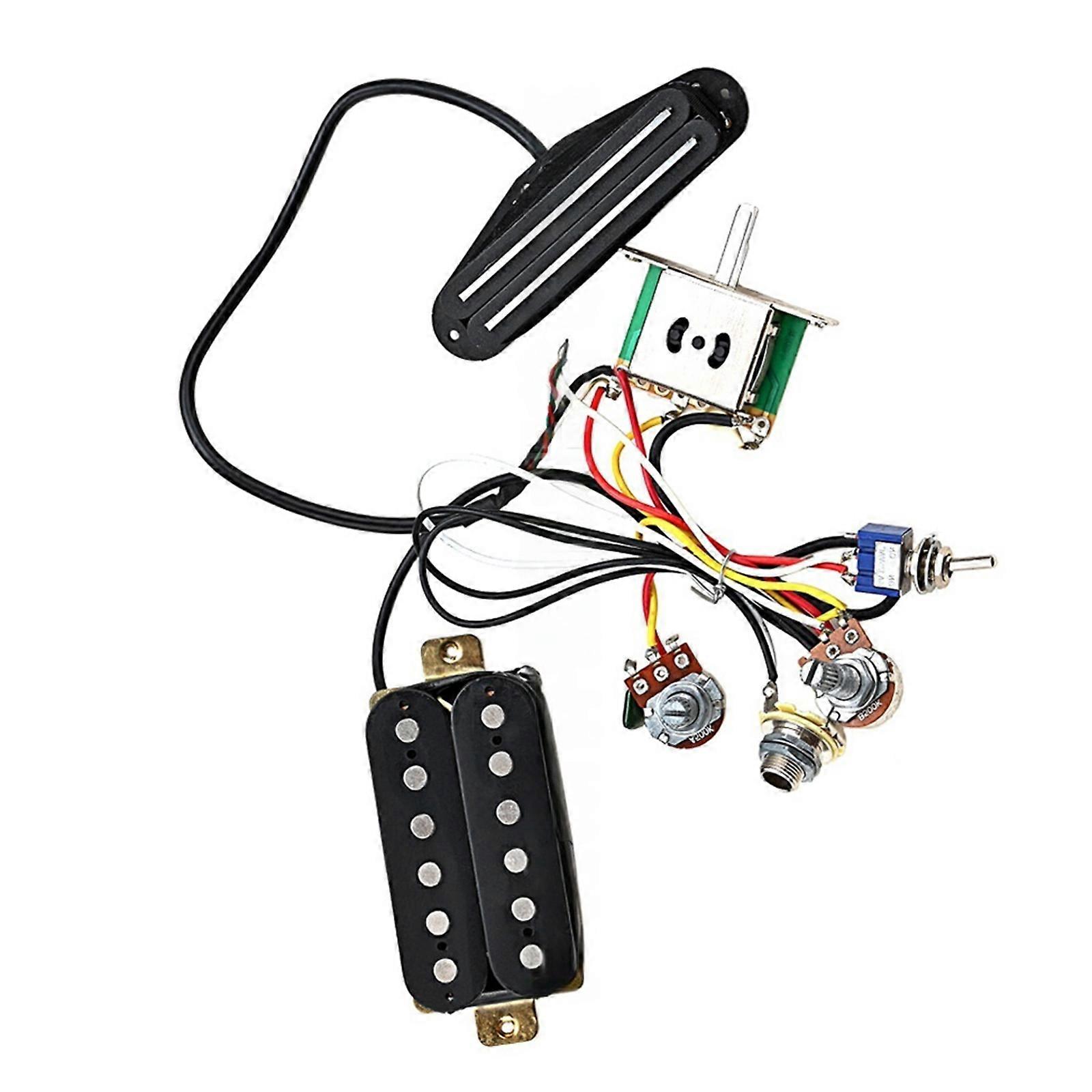 3 Way Push Pull switches Wiring Harness 1T1V Wiring Harness Prewired Double Hot Rail Humbucker Pickup Set Enduring Multicolor