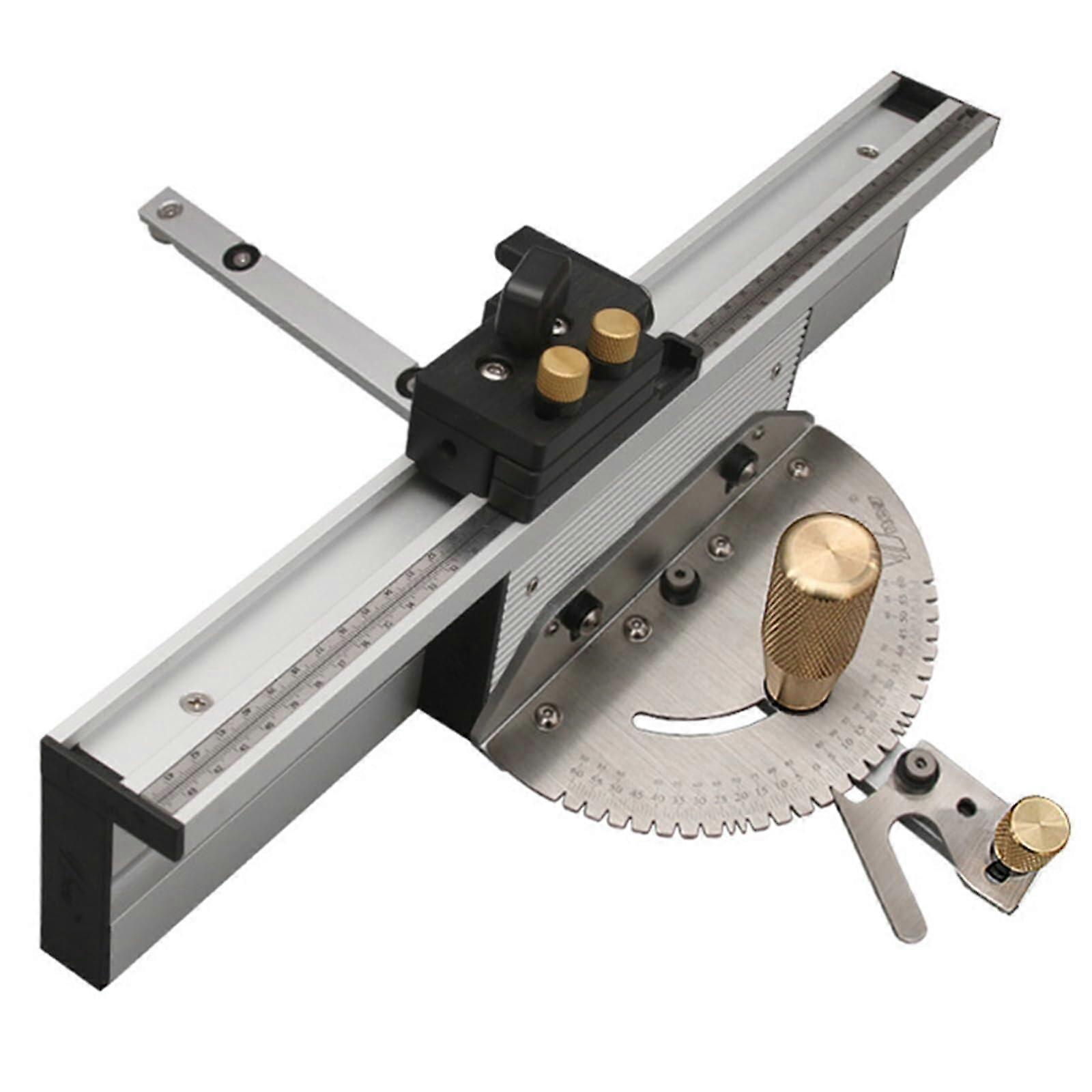 Precision Miter Gauge Bench Adjustable With Miter Fence and RepeatCut Flip Stop, 60Degree End for Miter Slots