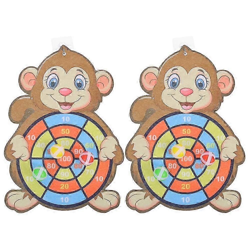 2 Sets Cartoon Dart Board with Sticky Balls Kids Dart Board Game Set Party Favors