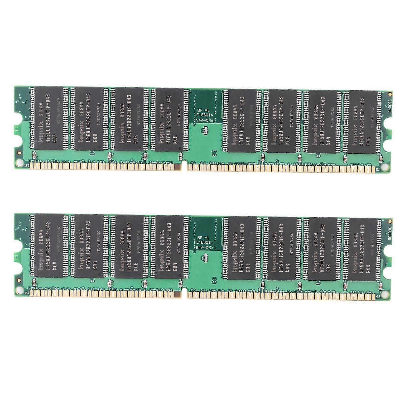 2X DDR 1GB PC Memory Ram DDR1 Desktop PC3200 400MHz 184 Pin Non-ECC Computer Memoria Module