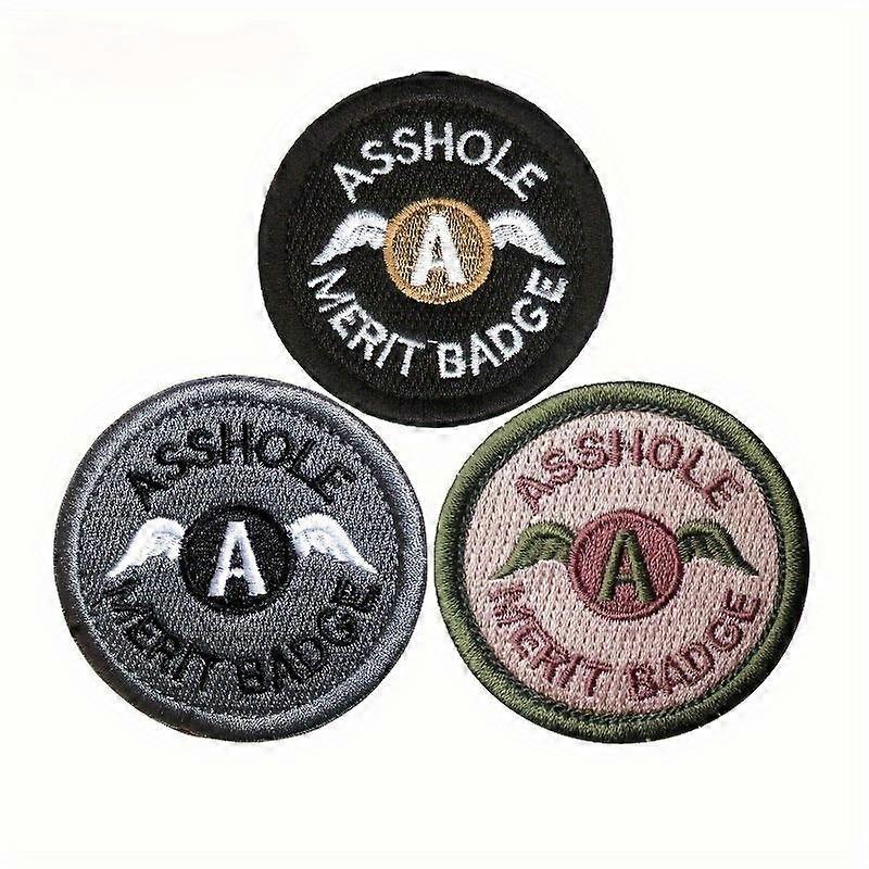3pcs Embroidered Applique - Durable Polyester, Hook & Loop Fastener, Colorful Text Design for Tactical &, Humorous Badge|Circle Patch Design