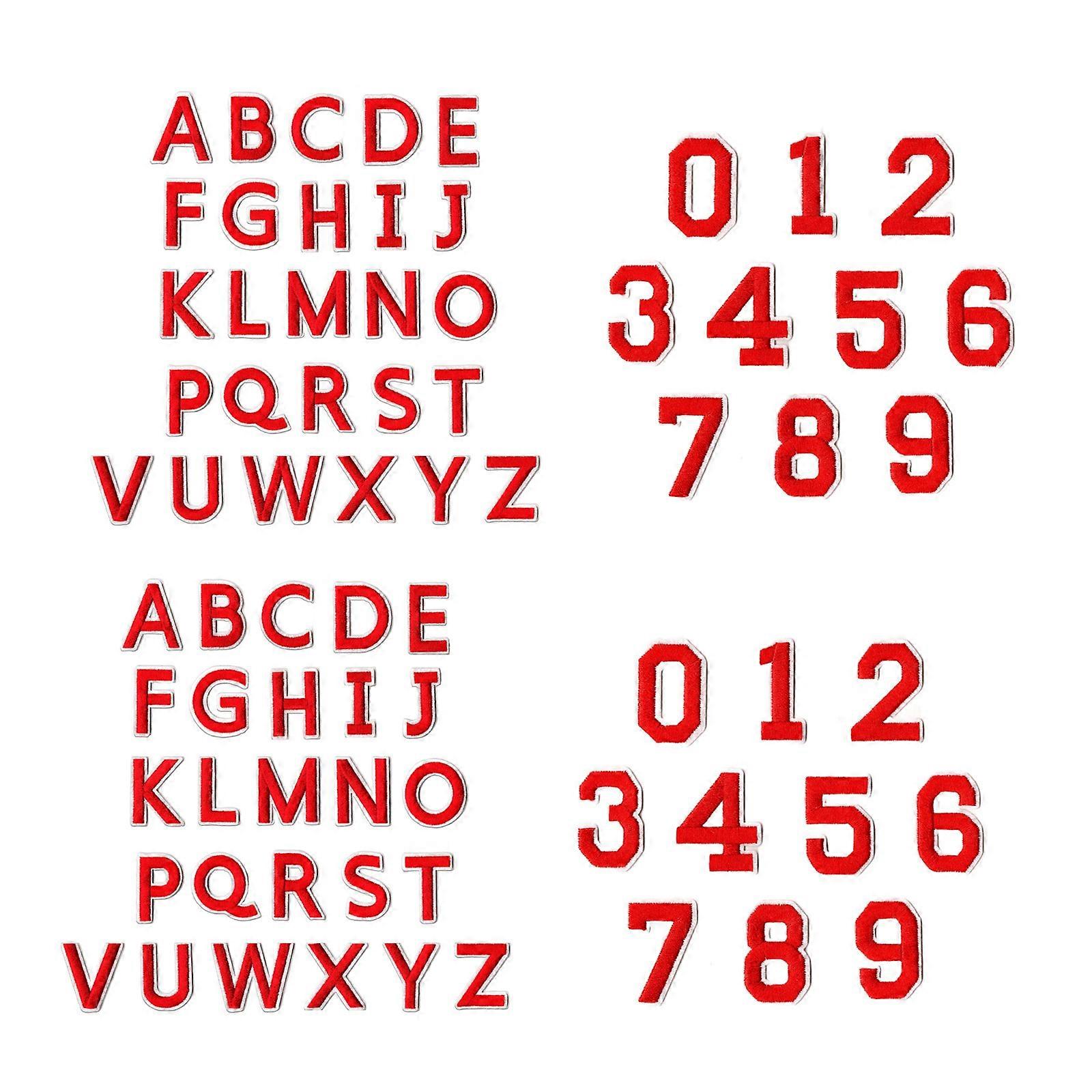 Multipurpose Embroidered Letter Number Patches Set of 72 Sturdy Decal for Wardrobes Upcycling  Red