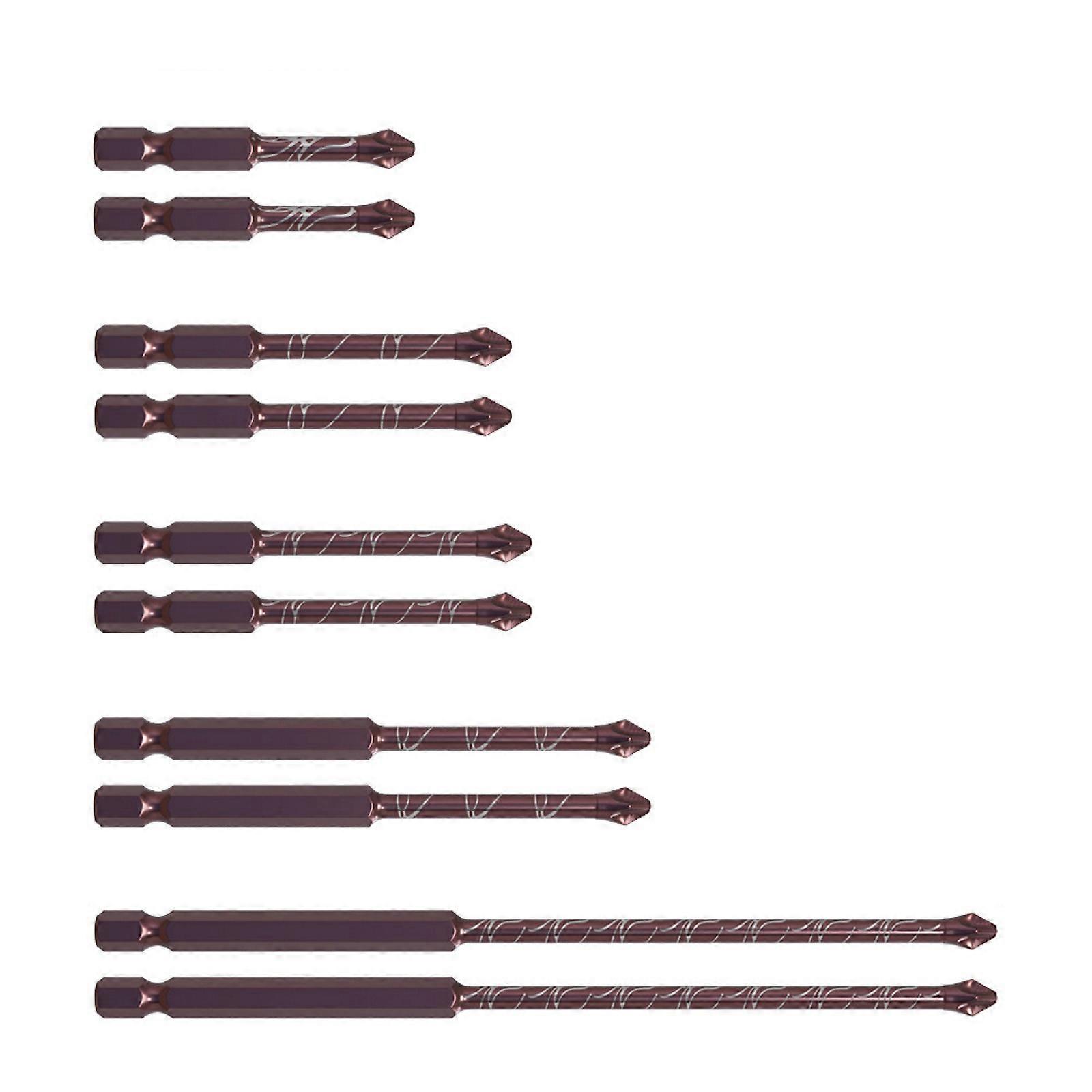 5/10Pieces Magnetic Crosses Tip Screwdriver Bit Hexagonal Handle AntiSlip Texture MultiSize Steel 50mm-150mm Length Multicolor