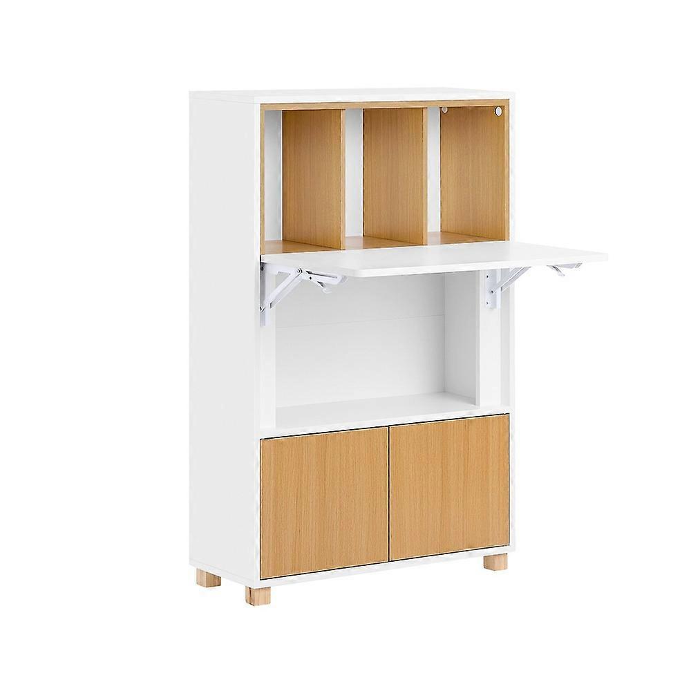 SoBuyFWT107-WN,Multifunctional Folding Desk with Shelves