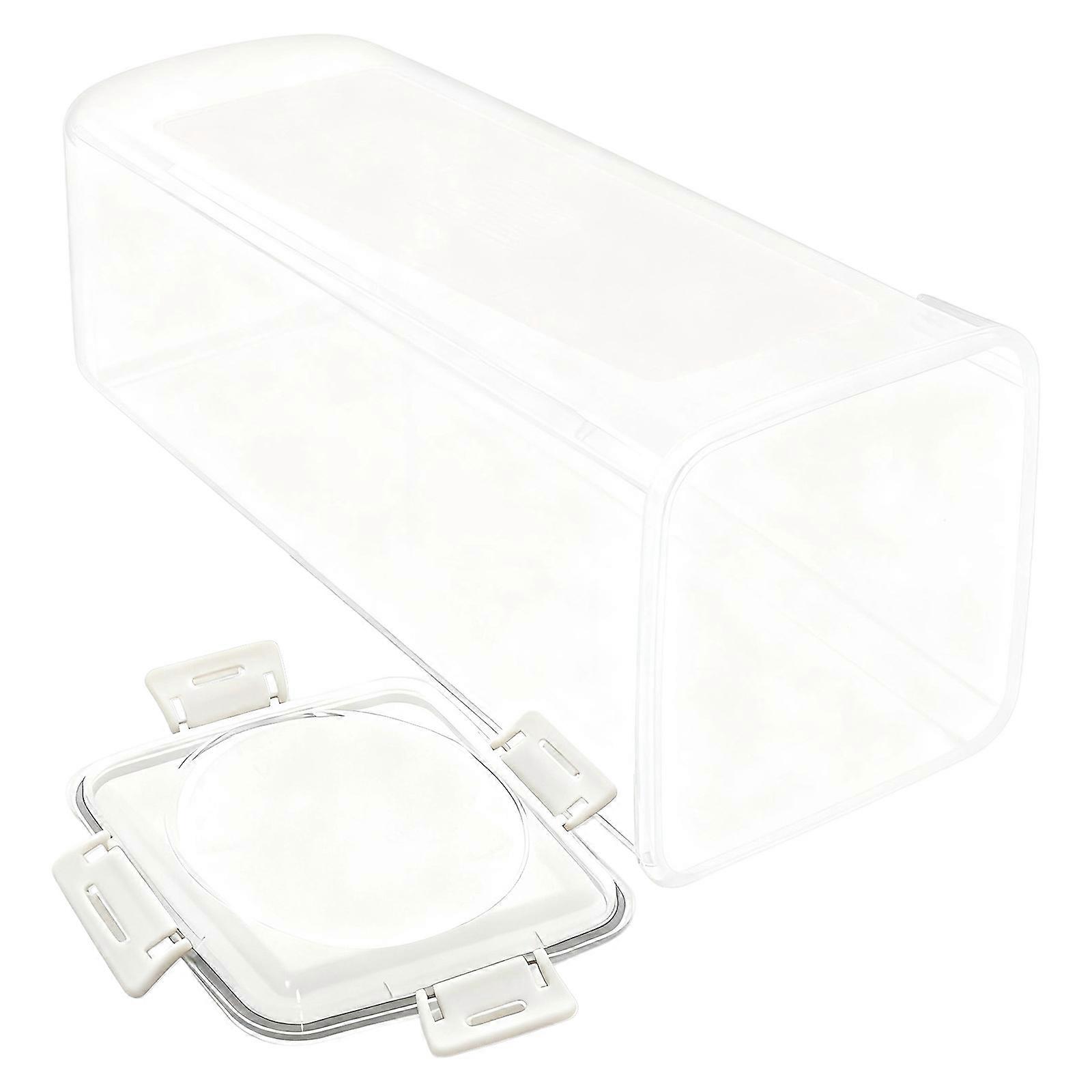 Airtights Bread Toast Storage Container With Clear Window Slide Out Drawer For Kitchen Organization  White