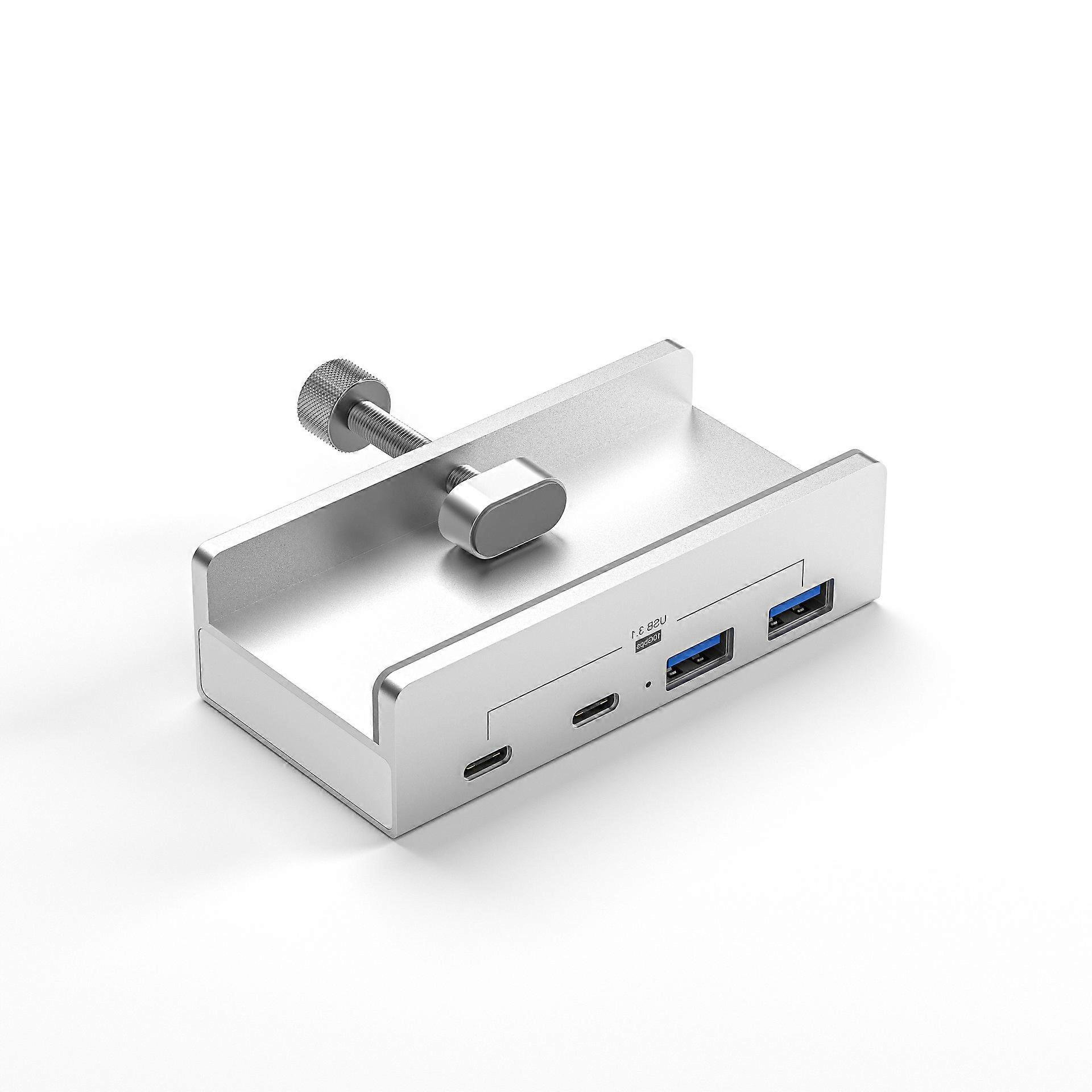 Aluminum USB 3.1 Hub Clamp 4 Port USB Splitter USB Data Cable Desktop USB Hub with Power Adapter 10Gbps Data Transfer Multicolor
