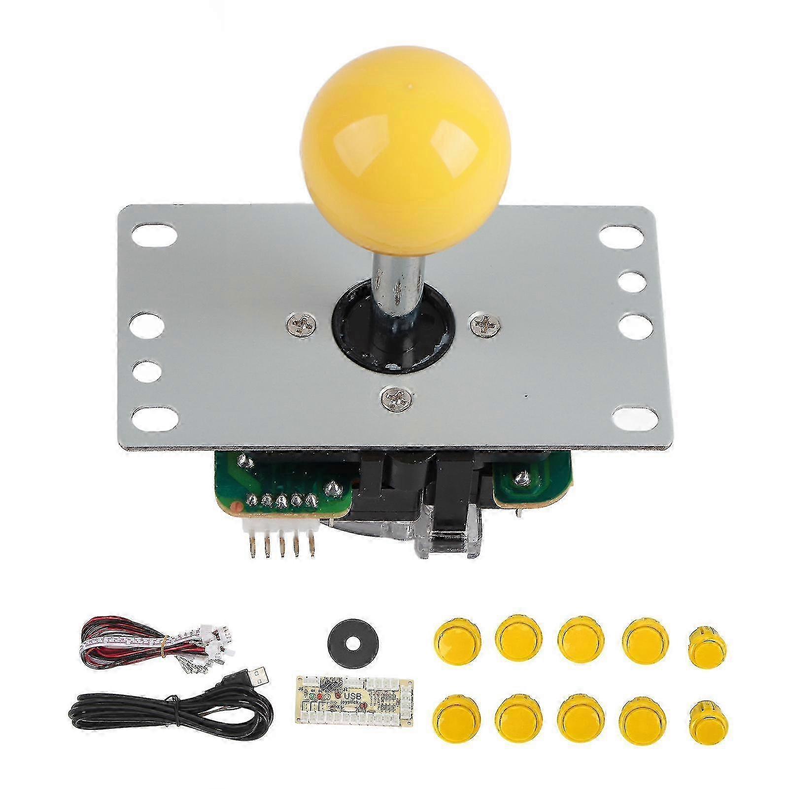 DIY USB Controller Computer Rocker Game Stick Joysticks with Control Chip for Arcade Game Yellow