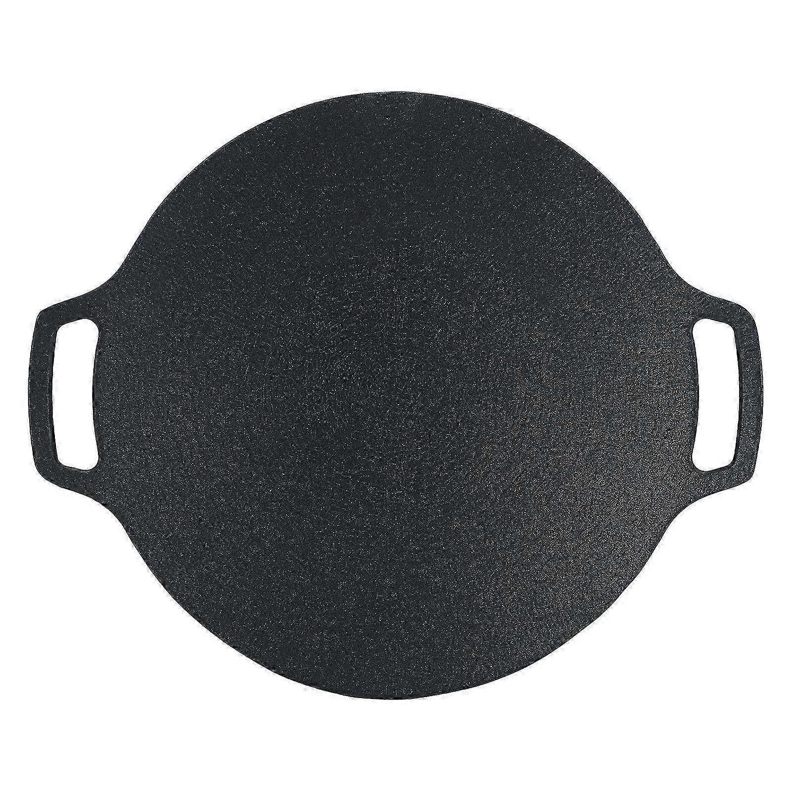 Korean BBQ Grill Pan with Double Handle 6 Layer Coating Multifunctional Non Stick Round Griddle for Gas Cooker