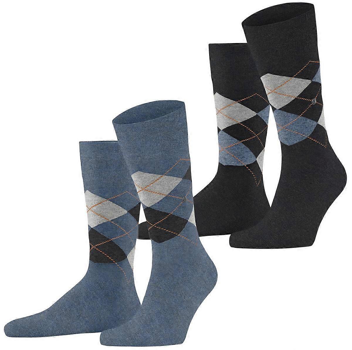 Burlington Everyday Argyle 2 Pack Socks - Denim Mel Blue