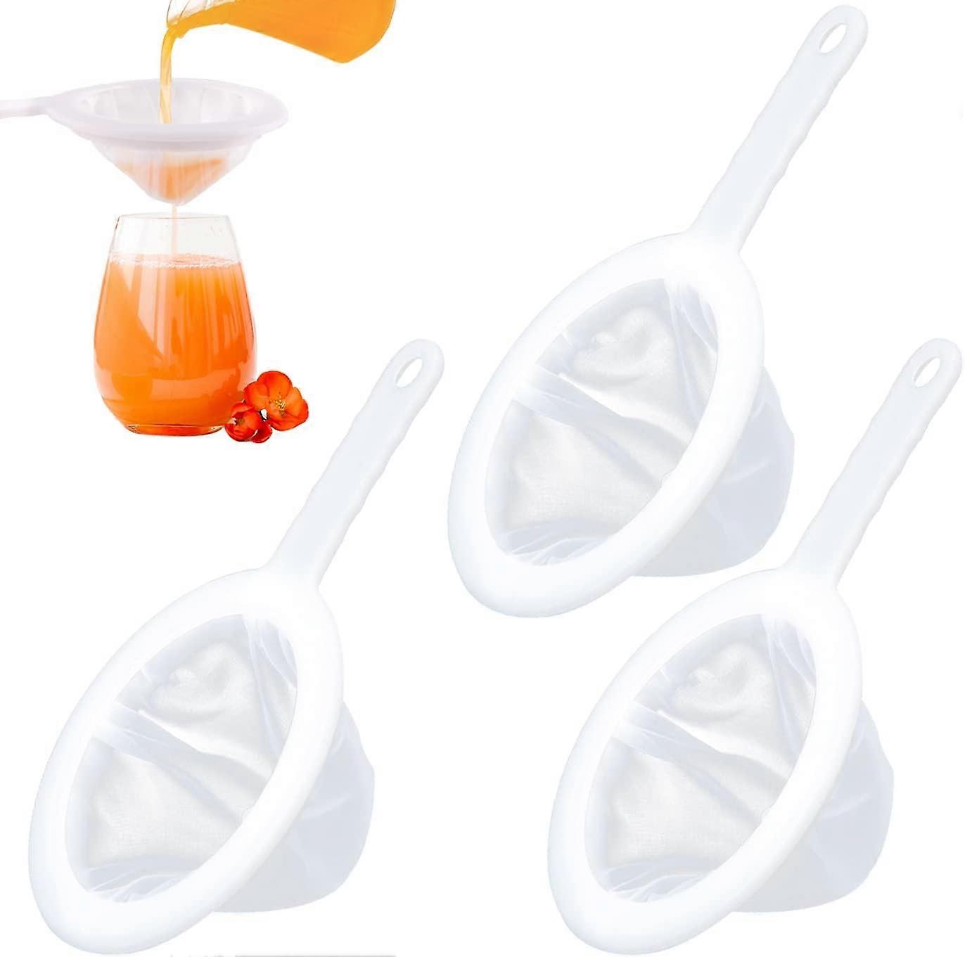 3 Pieces Ultra-Fine Nylon Mesh Strainer, Food Yogurt Mesh, Plastic Sieve Fine Mesh Colander with Handle for Filtering Juice Milk Soy Coffee