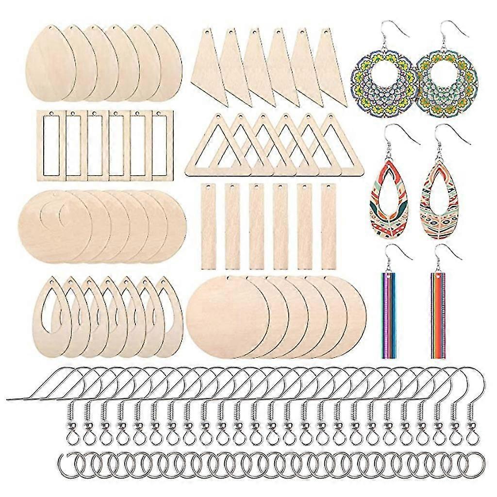 Wooden Earrings Making Set - DIY Pendants, Drop Rings, Earring Hooks