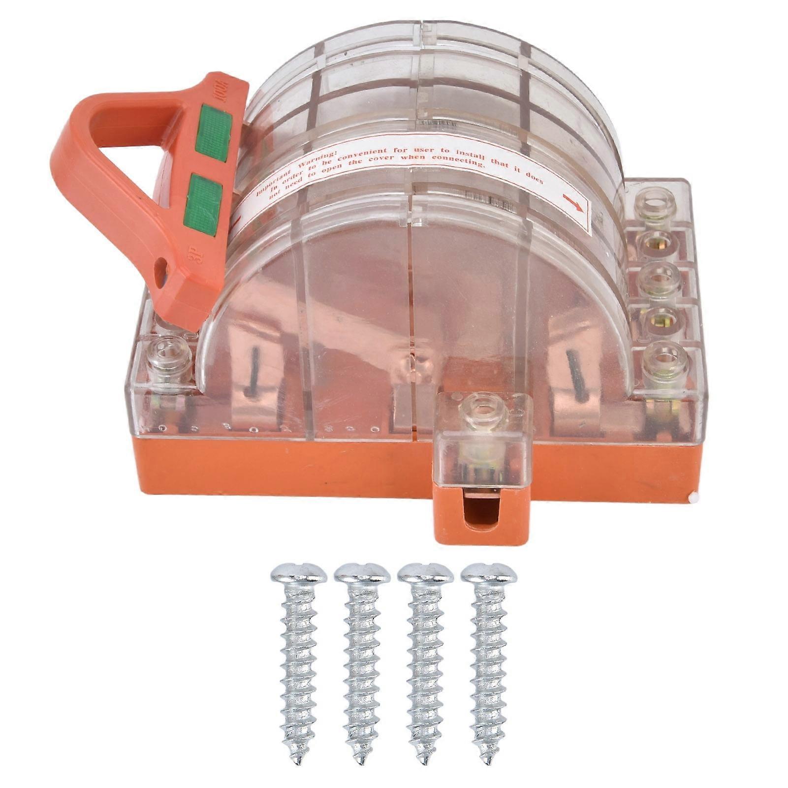 Disconnect Knife Switch, Full Copper, Transparent Shell, 3 Pole Double Throw, 100A, AC 380V, for Fail Safe Circuit Breakers, Standby Generator &