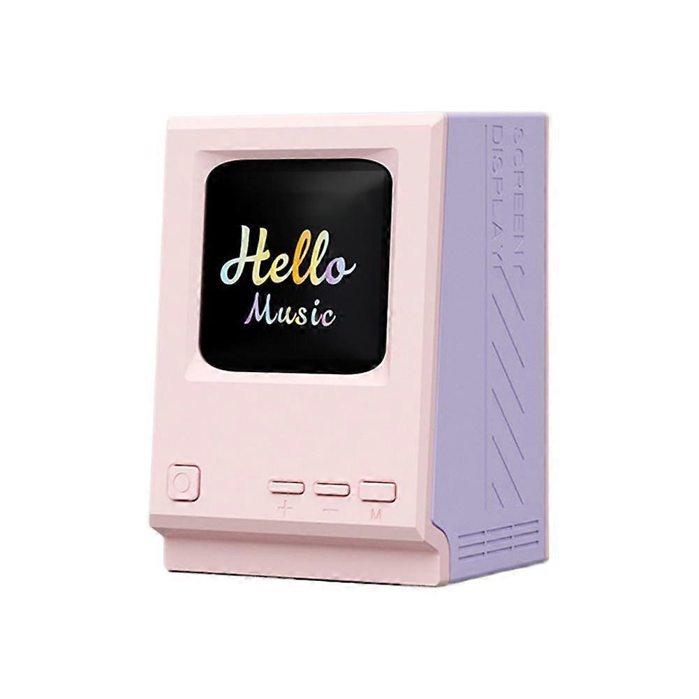 Retro Macintosh Speaker Bluetooth 5.3 with HD Color Screen Dynamic Lyrics Display 360 Surround Sound Desktop Alarm Clock Portable for Home Office
