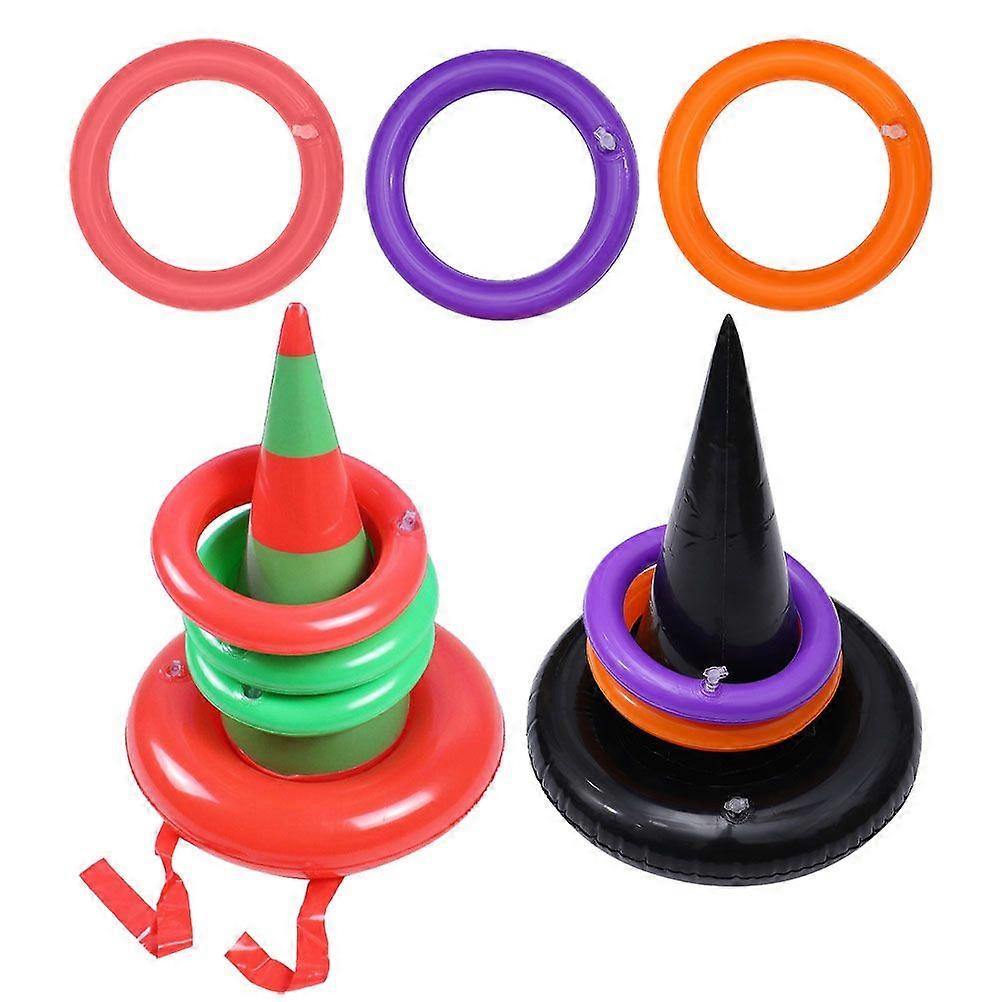 10 Pcs Witch Hat Ring Toss Game PVC Toss Game Inflatable for Christmas Halloween Parties