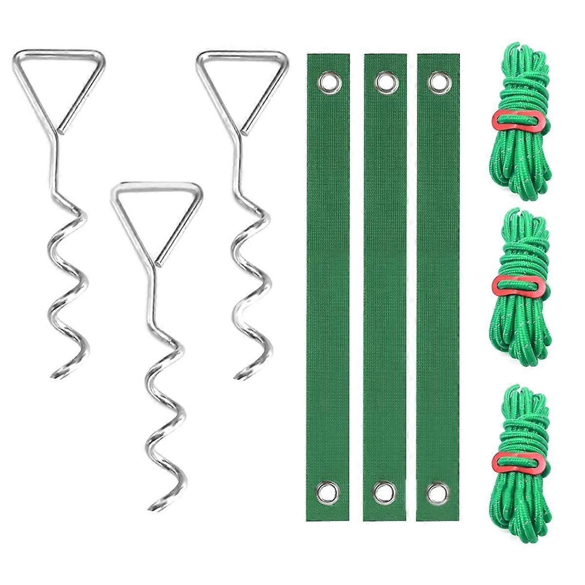 3Pcs 11.8Inch Spiral Tree Stake Kit with Tree Straps Anchor Ropes