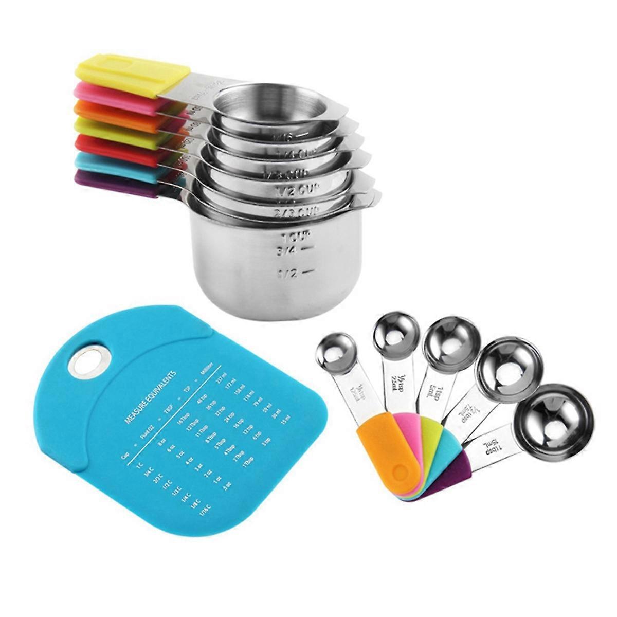  Measuring Cups and Spoons Set, Stainless Steel