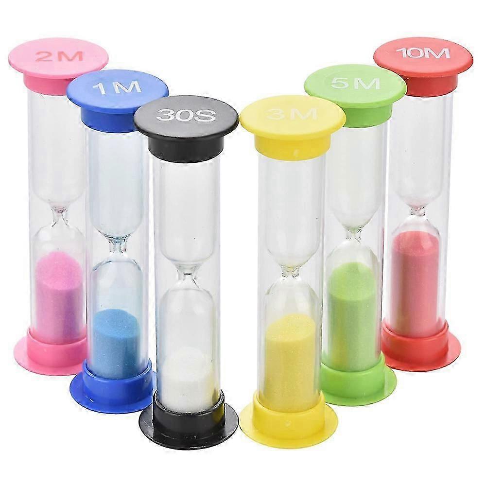 Sand Timer 6 Pcs Colorful Sandglass 10 mins /5 mins /3 mins /2 mins /1 mins /30