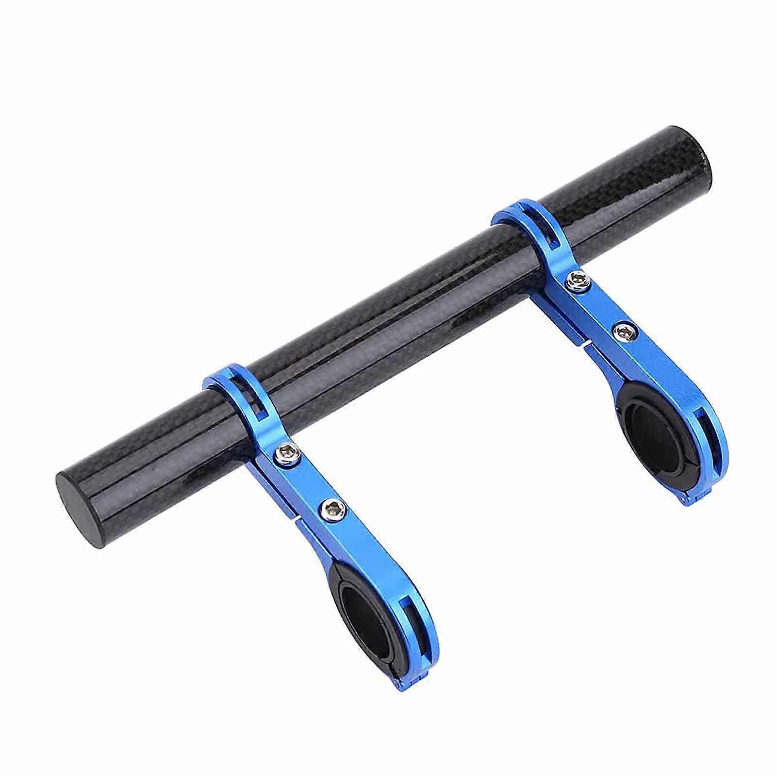 Carbon Fiber Bicycle Handlebar Extension Mount with Dual Bracket for Lights and Speedometer (Blue)