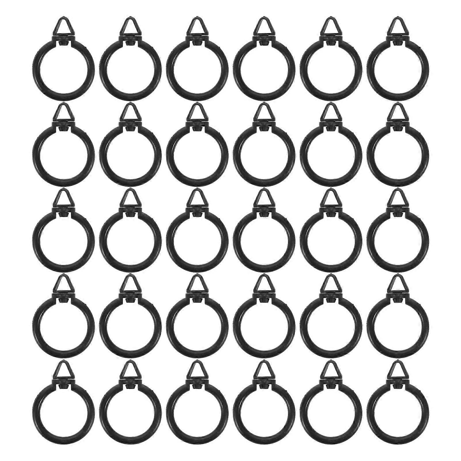 190pcs Black Curtain Rings with Drapery Hooks, Silent Glide HeavyDuty Design for Wide Rods