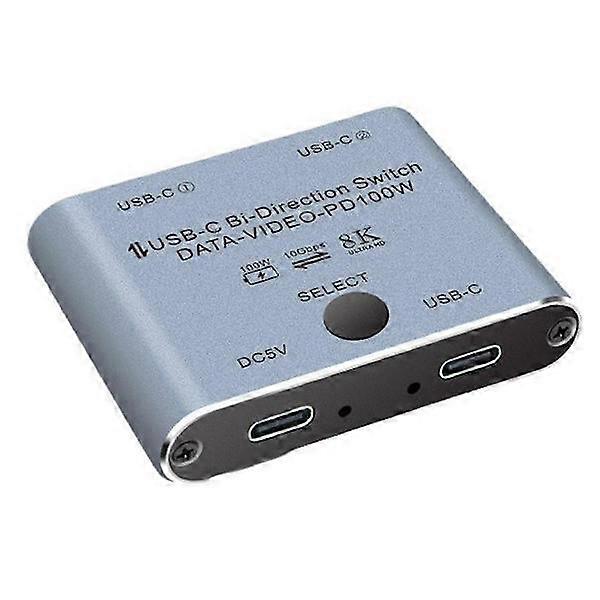 Bidirectional USB C KVM Switch Splitter for 8K@60Hz/4K@144Hz Video Transmission+100W Charging+10Gbps Data
