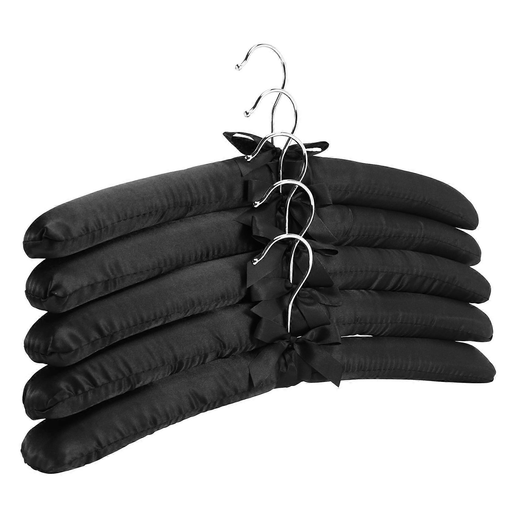 Cabides Acolchoados de Cetim Grandes de 15 Polegadas, Cabides de Seda (Preto, Pacote com 5)