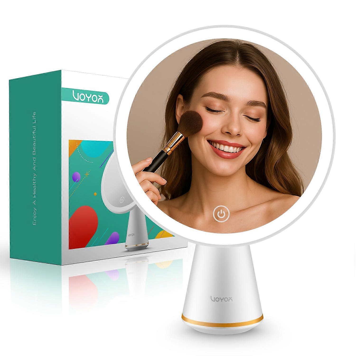 Lighted Makeup Mirror LED Vanity Mirror with Touch Control, USB Rechargeable, 3 Brightness Levels, Adjustable Angle, Travel Size