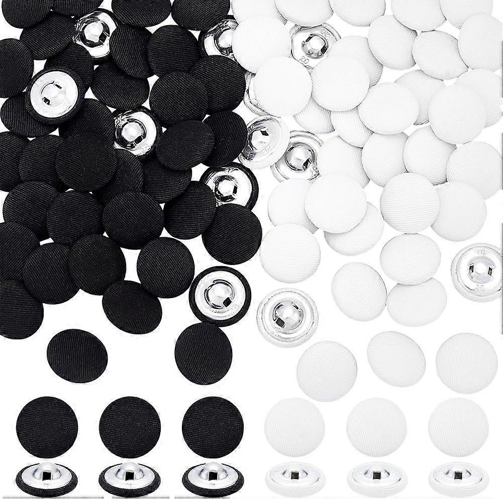 100 Pcs 2 Colors Fabric Cloth Covered Buttons Metal Shank Round Buttons Fabric Sewing Button for Suits Dress Blouses 0.67x0.30inch Hole: 2.5mm