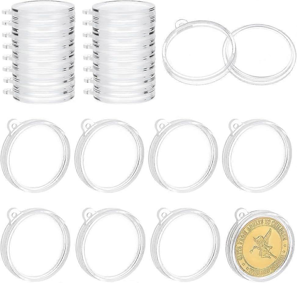 Flat Round Clear Acrylic Coin Capsules Coin Protect Pendants Keychain