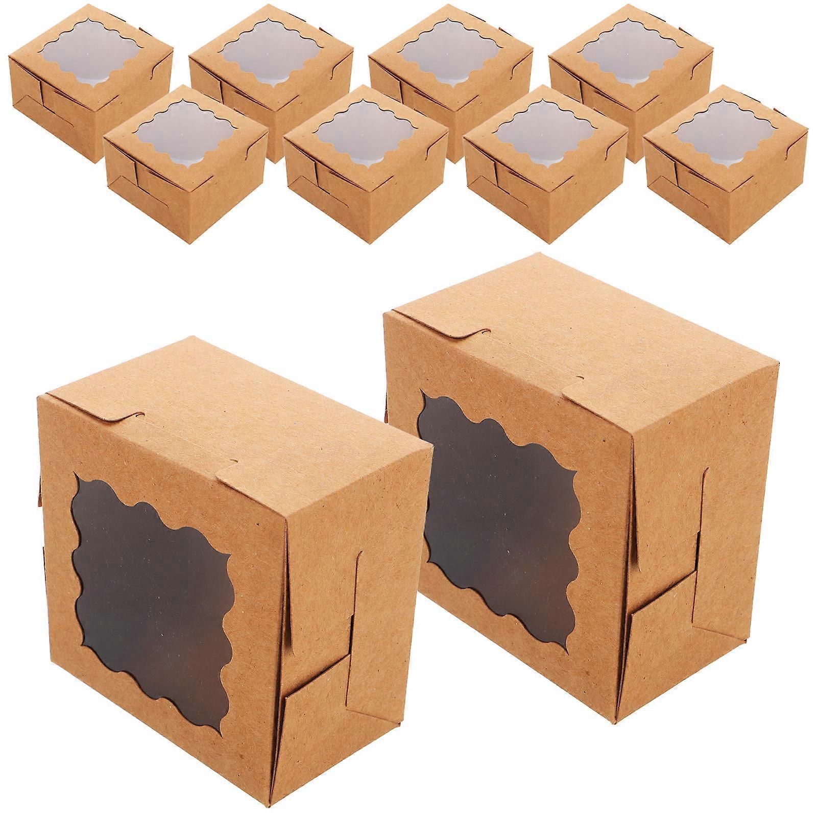 Kraft Paper Cake Box for Storage Use 50Pcs Cupcake Boxes with Clear Window