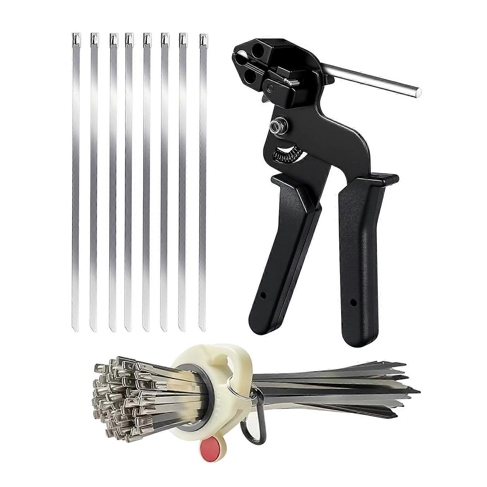 100Pcs Metal Zip Ties Rustproof Heavy Duty Versatile Self Locking with Tool