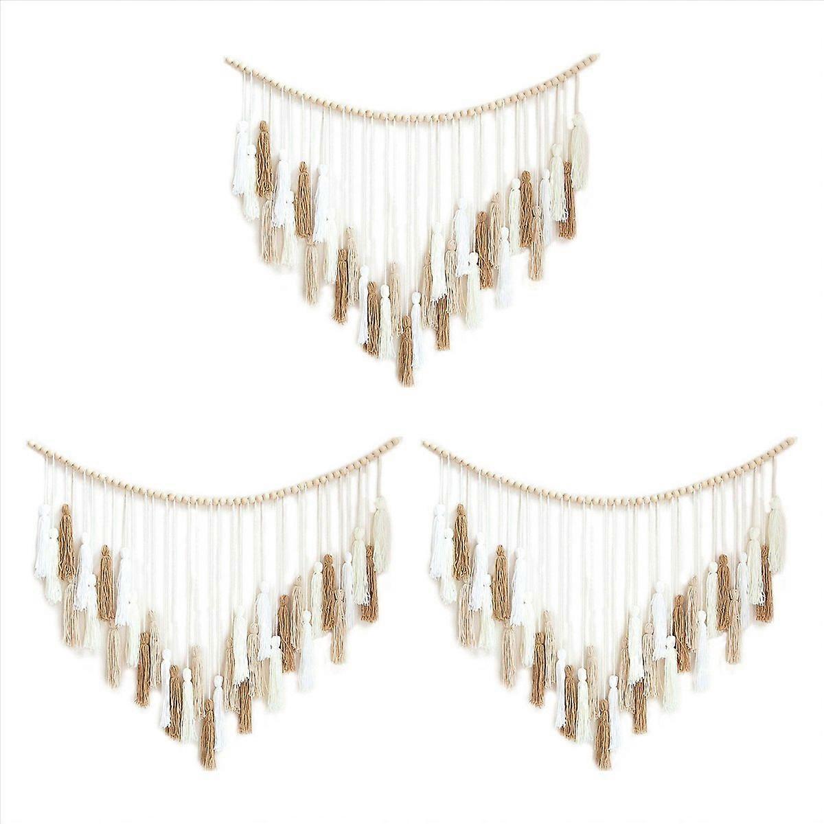 Macrame Wall Hanging-Large Macrame Wall Hanging with Wood Beads-Brown