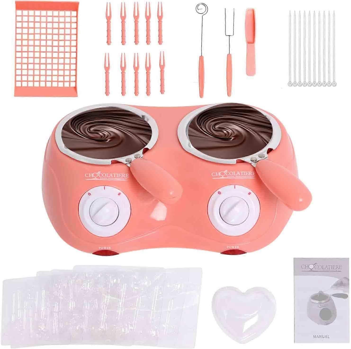 Chocolate Melting Pot Electric Fondue Set with Dual Temperature and Accessories for Home Parties