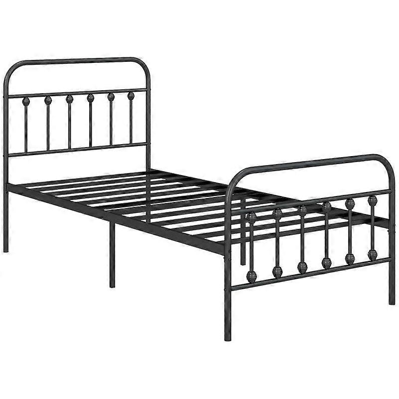 Single Minimalist Metal Bed Frame with Durable Slats