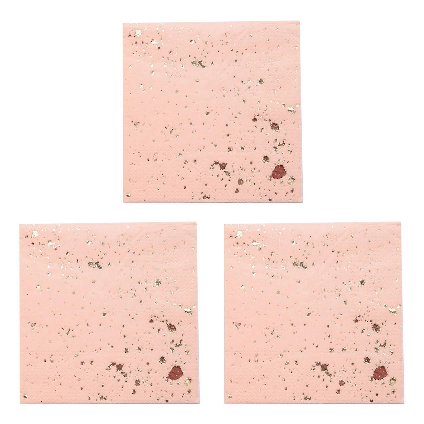 60x Gold Blocking Pink Marble Texture Disposable Tableware Set Disposable Paper Towels