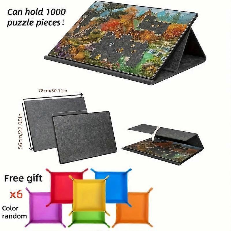 Tiltable Puzzle Board with Stand and Protective Cover and 6 Storage, Portable Puzzle Table Holds 1000pcs DIY,Puzzle Gifts