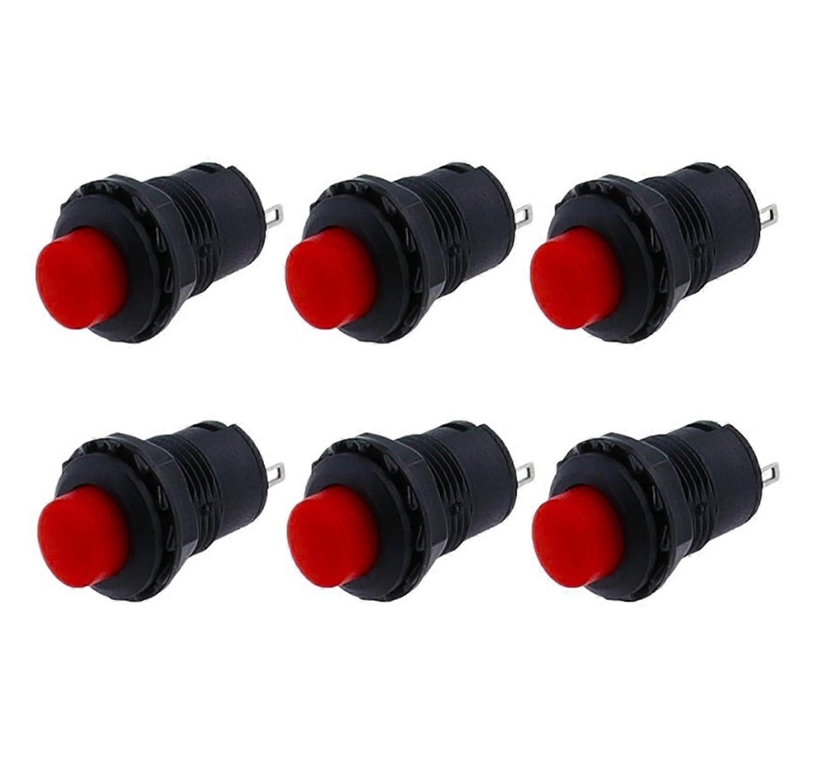 6 Pack Red Momentary Push Button Switch 12mm DS228 DS428 Compact Size Easy Installation