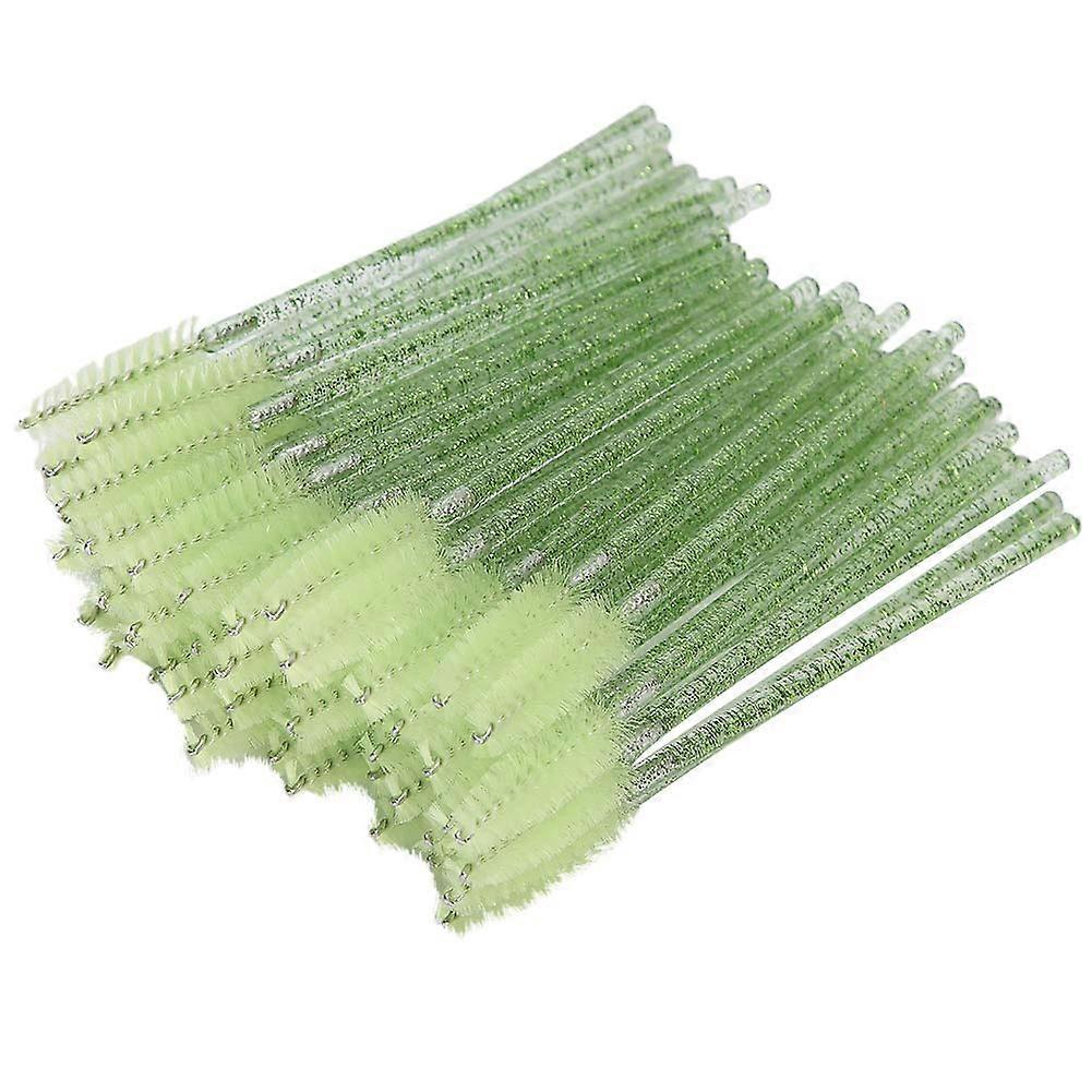 50pcs Disposable Eyelash Brushes Mascara Wands for Extensions with Flexible Spiral Brush Head Green