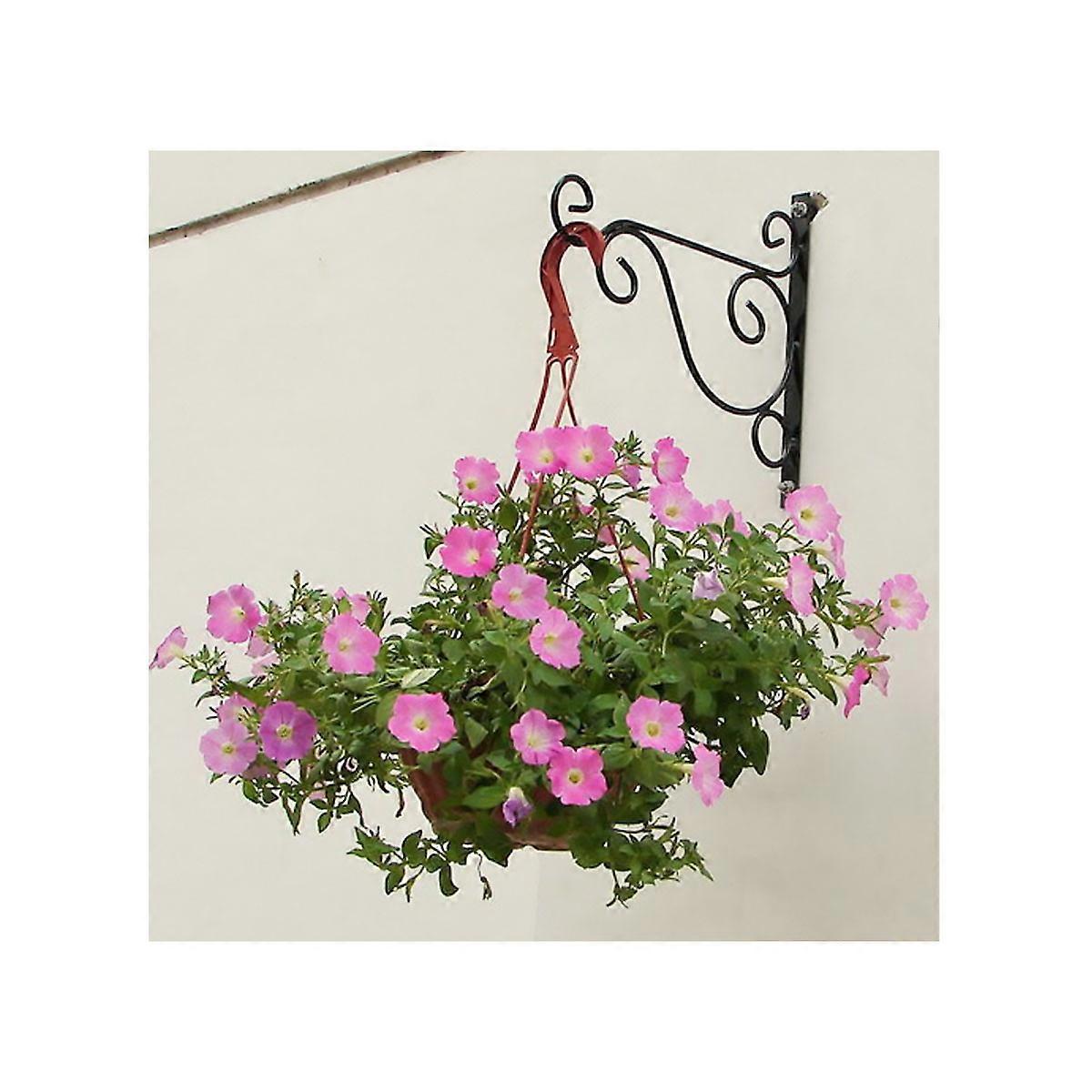 Flower Basket Hook Wrought Iron Wall-Mounted for Hanging 2Pcs