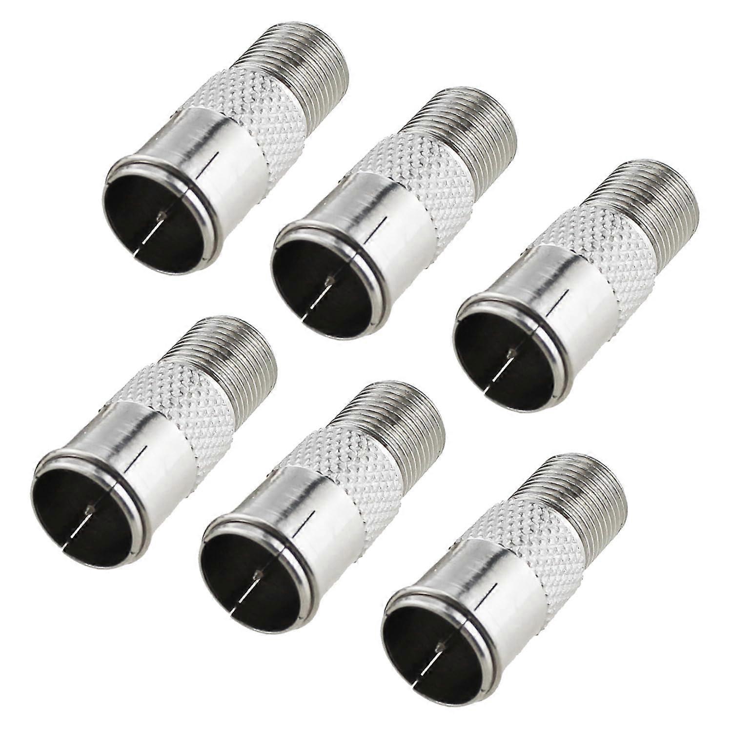 6PCS F Type Push In Coaxial Cable Connectors Nickel Plated Quick Extension Adapter for TV and Satellite