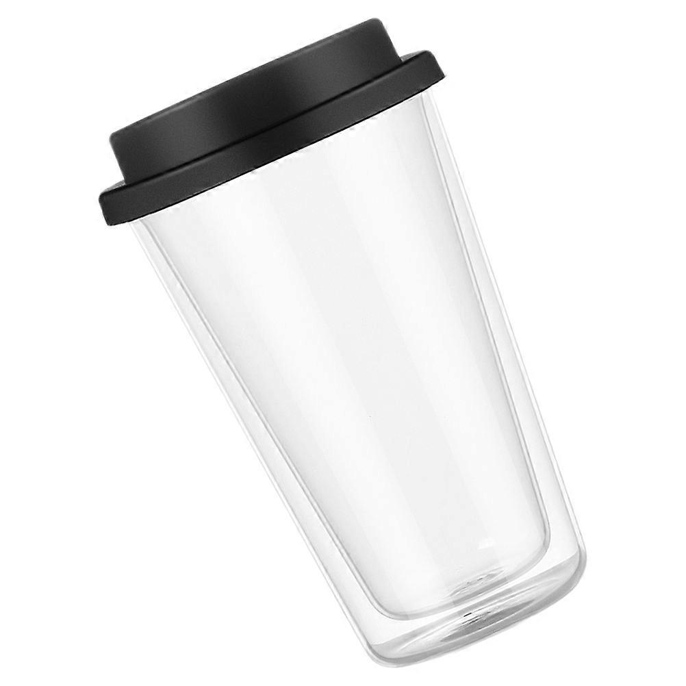Black Double Wall Glass Coffee Cup for Home Use