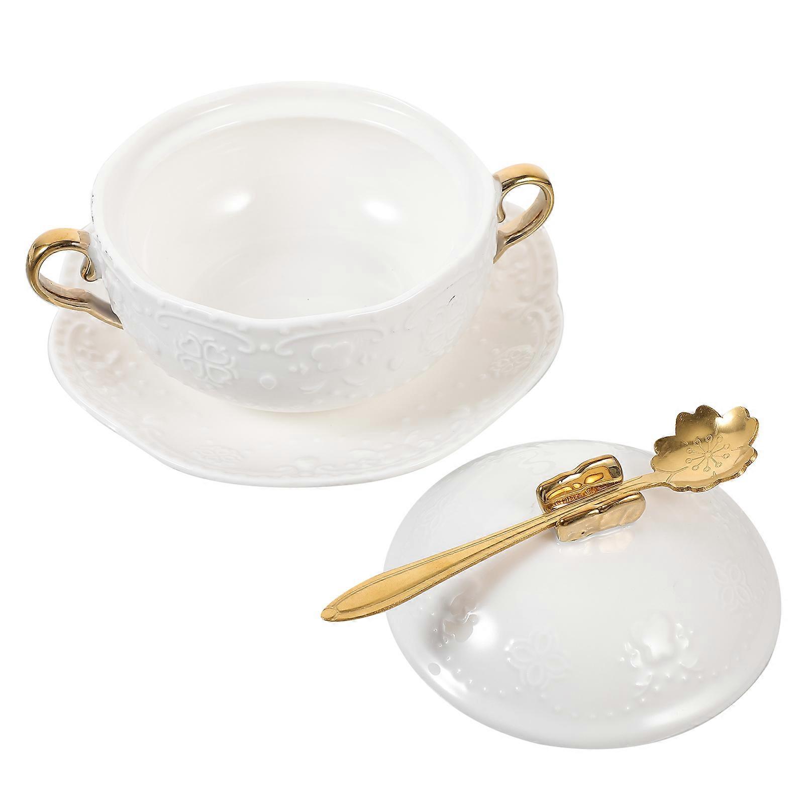 Dessert Bowls With Lids Ceramic Tableware Home Decor Sturdy 1 Set