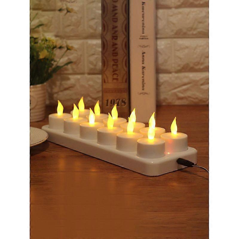 Rechargeable heated candles, 12-pack, white