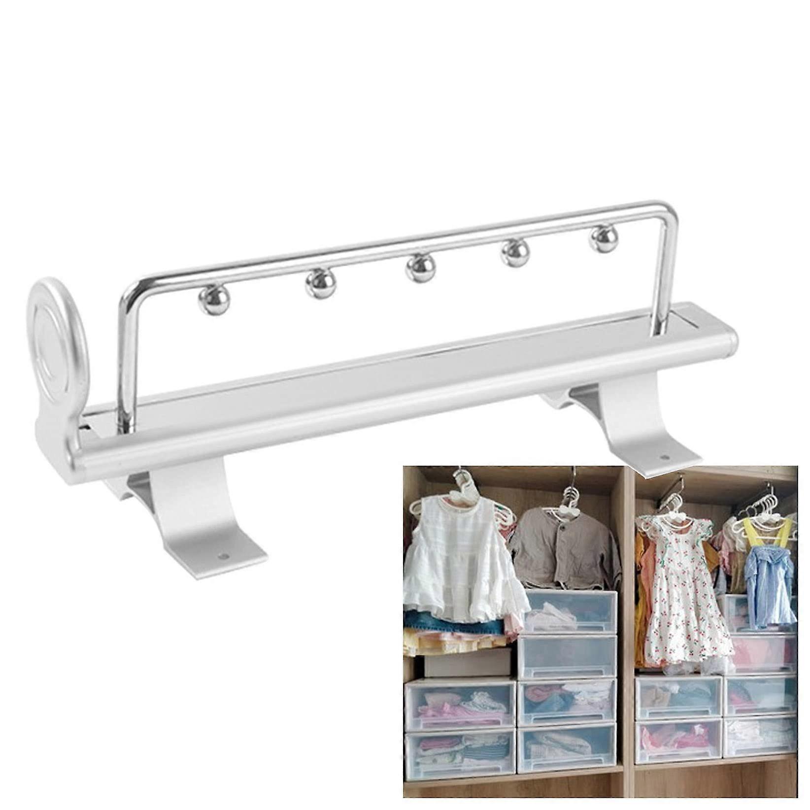 Closet Valet Rod Adjustable Pull Out Clothes Rail Wall Mounted Organizer for MultiPurpose Hanging 41cm Silver