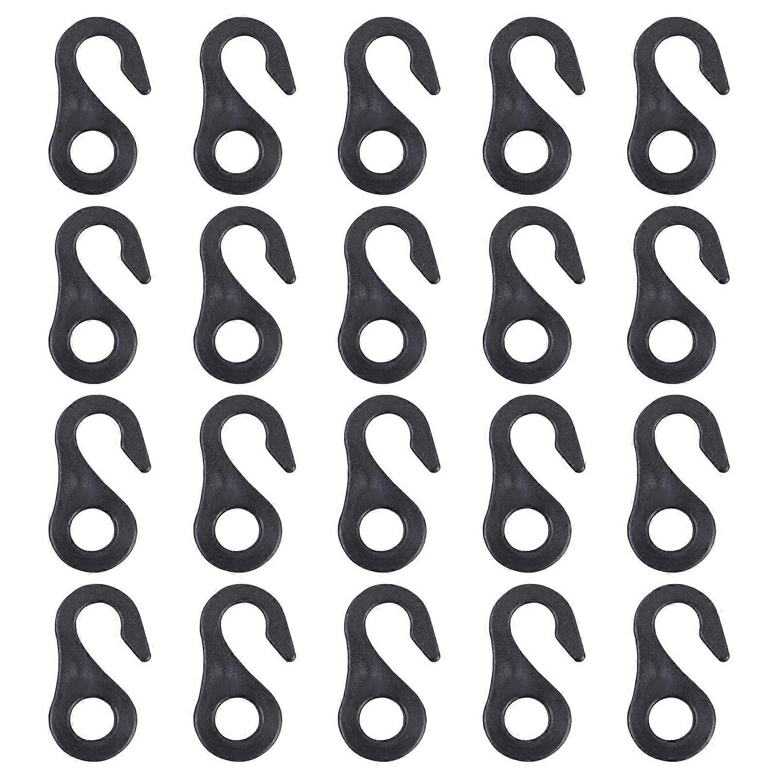 20 Pack Plastic SShape Tent Hooks Black Camping Clips for Easy Tent Setup and Outdoor Use