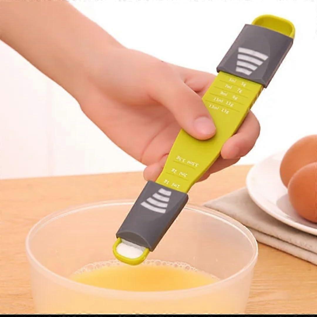 Adjustable Measuring Spoon with 9 Precision Doses and Dual Units for Baking and Cooking