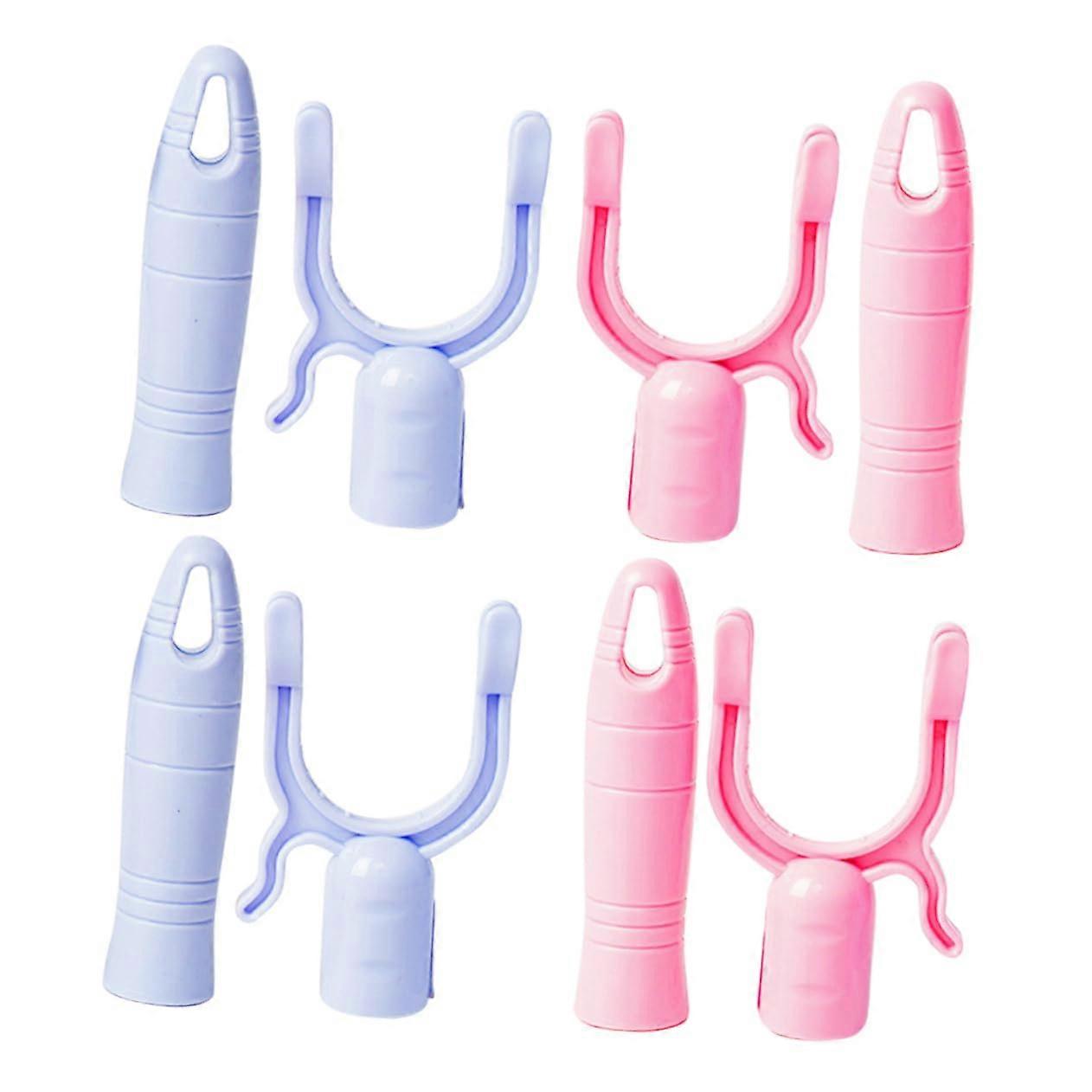4 Sets Clothes Drying Rack Fork Head Replacement Durable Plastic Garment Pole Tips Pink Blue