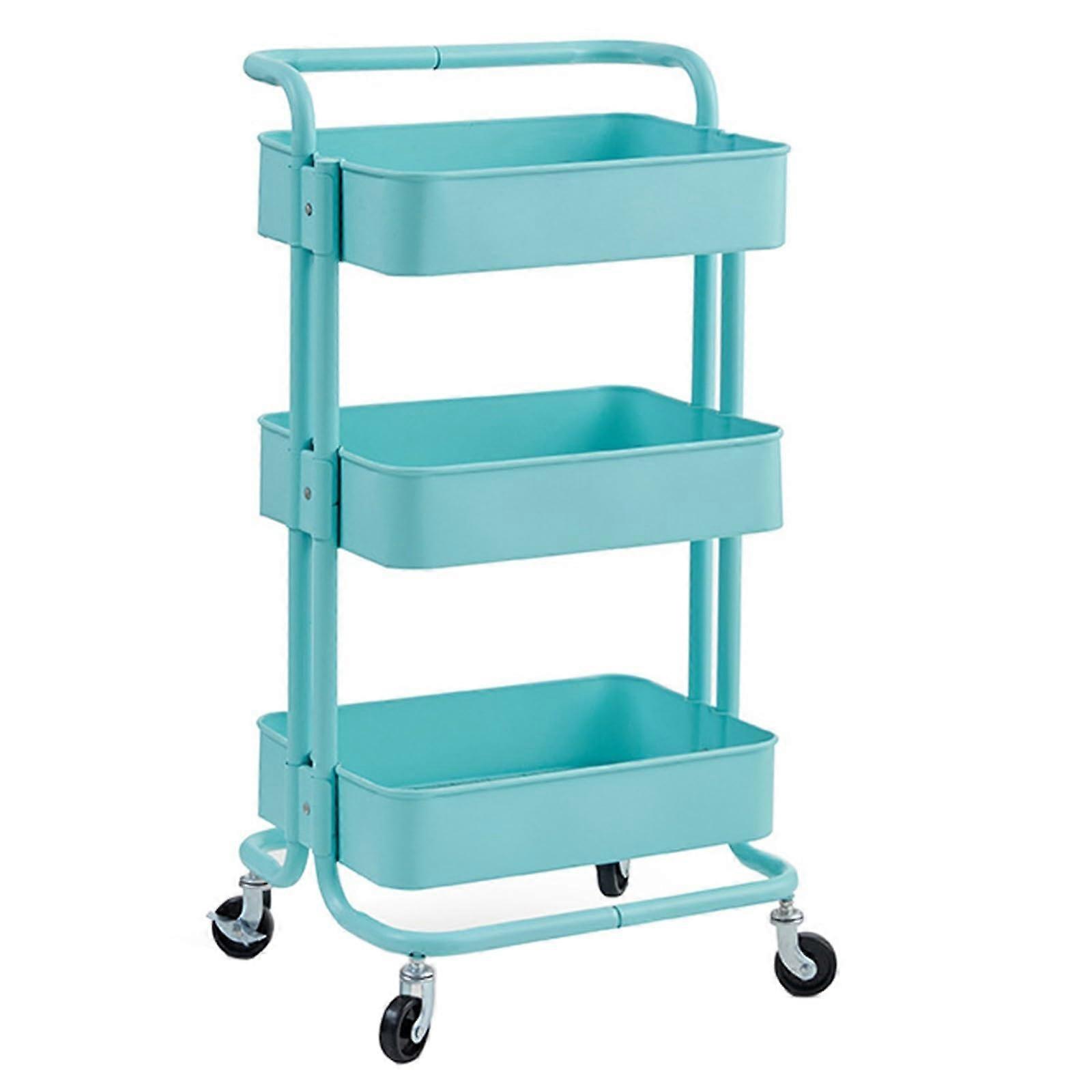 3 Tier Rolling Utility Cart with Lockable Silent Wheels for Kitchen Bathroom Office Storage